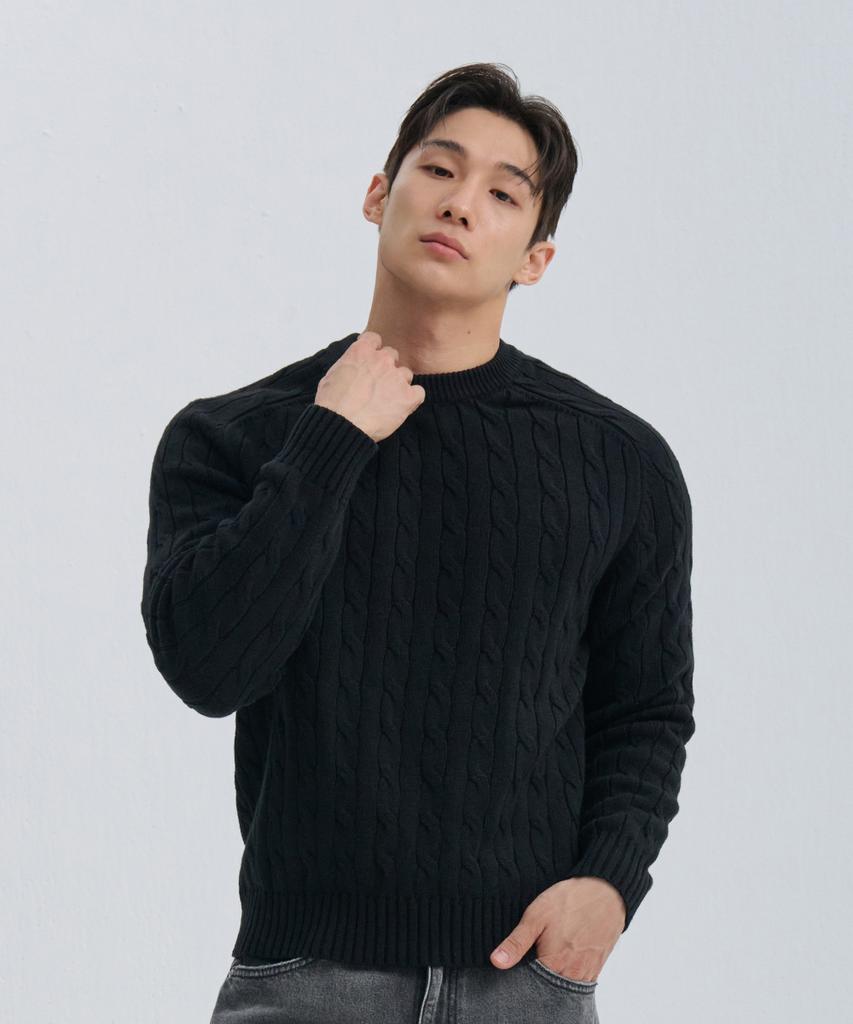 NINEZ Cable Crew Neck Muscle Knit (2 Colors)