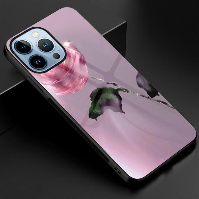 Чехол с цветочным рисунком розы для Iphone 14 13 11 12 Pro Max Mini Xs Xr X 7 8 6s Plus Se 2022, роскошный чехол из закаленного стекла Fundas