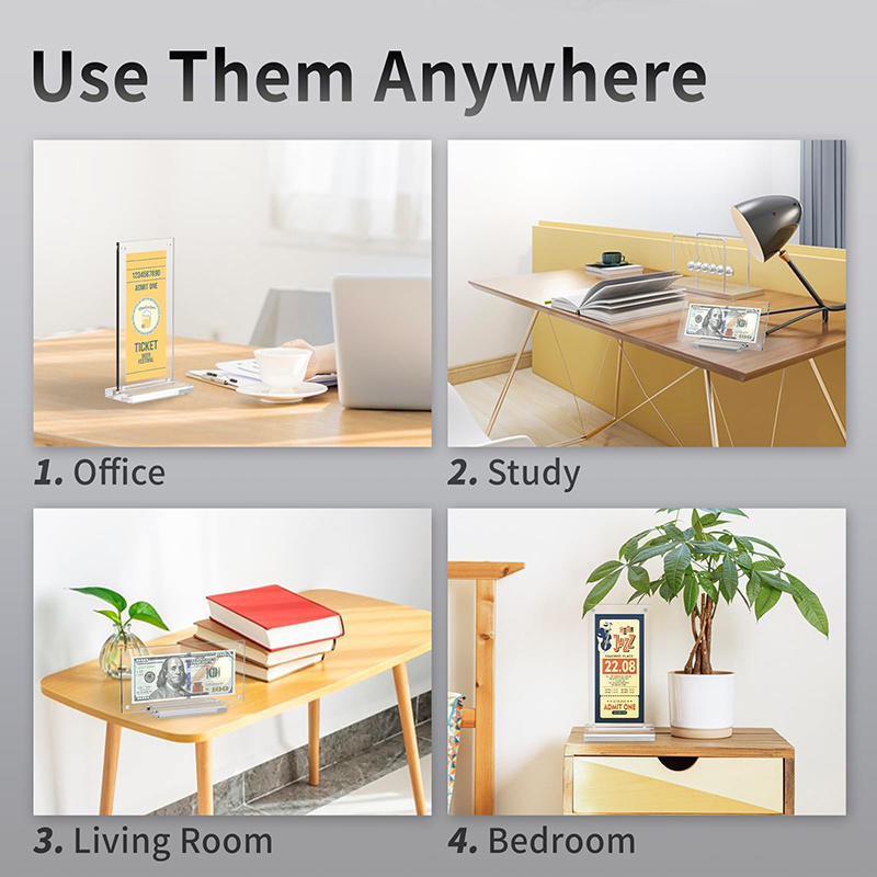 Акриловый прозрачный держатель для купюр с основанием, рамка для фотографий, держатель для билетов, настольный декор