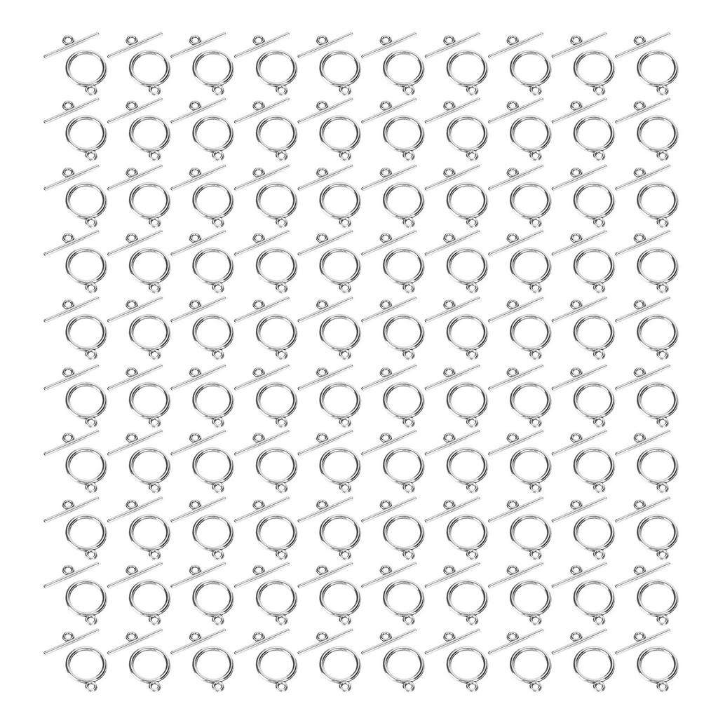 100 Sets Toggle Clasps Alloy 2mm OT Buckle DIY Jewelry Making Supplies for Necklace Bracelet