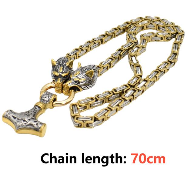 Винтажная плетеная цепочка из нержавеющей стали с изображением викингов, кельтский молоток, кулон с головой волка, ожерелье, скандинавское мужское ожерелье в стиле рок-вечерние, байкерский амулет, ювелирные изделия