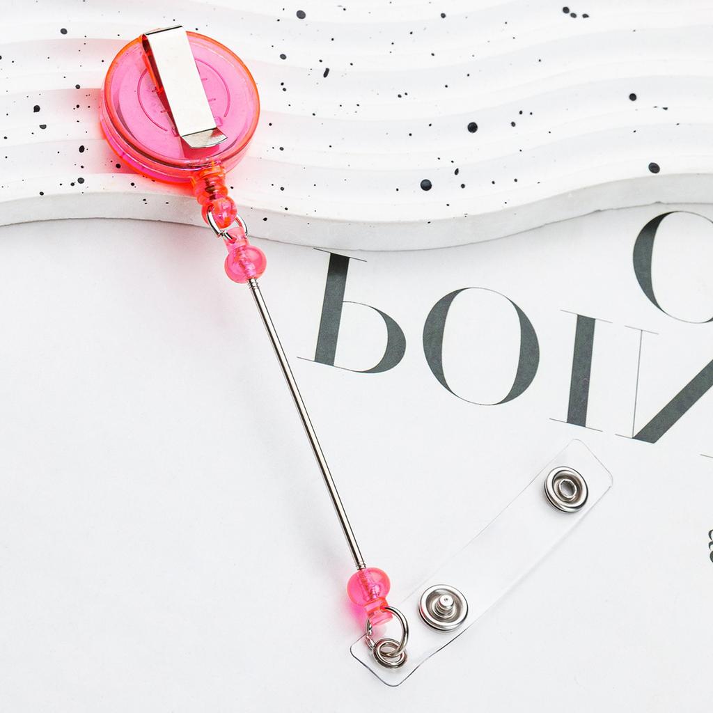 Card Holder Retractable Easy Pull Buckle Creative Beads Keychain Retractable Buckle Work Badge ID Easy Pull String Buckle