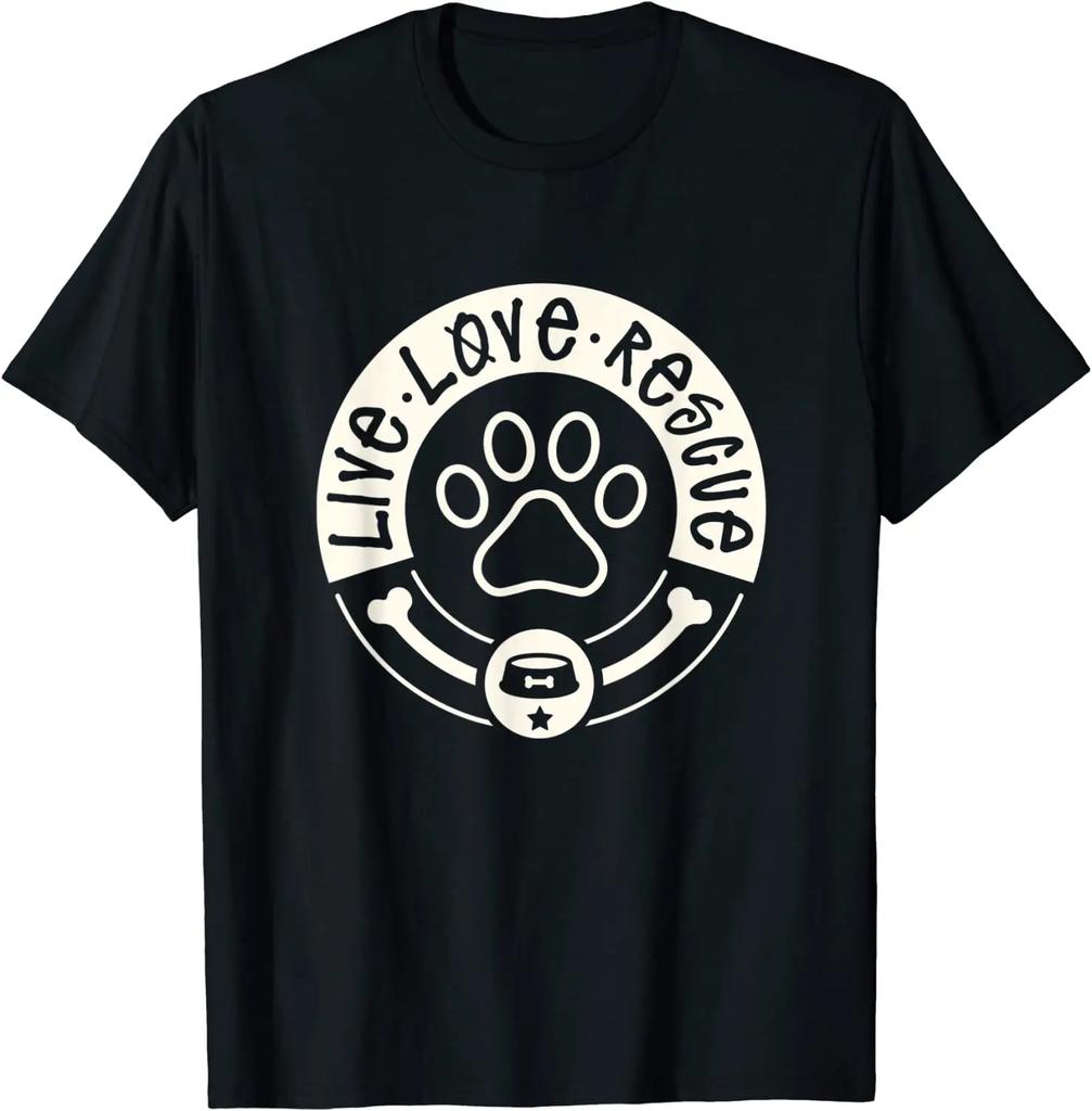 Live Love Rescue Dog Lover Adopt A Dog Adoption Gift Unisex TShirt New 100 Cotton Short Sleeve ONeck Tshirt Casual Mens Top