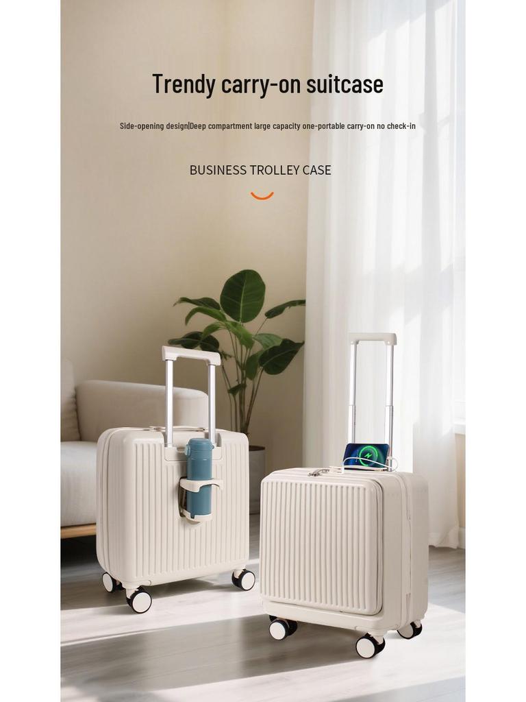 Большой 18-дюймовый чемодан-тележка для ручной клади с боковым открыванием - Унисекс, легкий, с защитой паролем