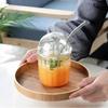 Stripe Pattern Milk Tea Cup Clear Drinking Cup Fashion Glass Straw Cup  Milk
