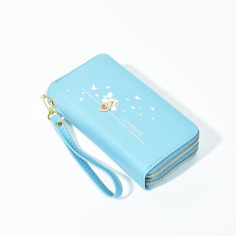 Женский длинный кошелек - двойная молния, большая вместимость с принтом Love, карманный чехол для телефона