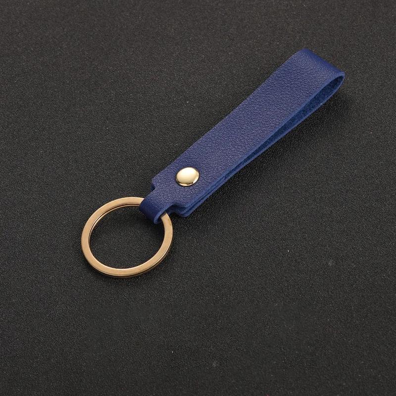 Blank PU Leather Keychain - Simple Car Key Holder for Men Women with Metal Ring Business Wedding Party Gift Pink