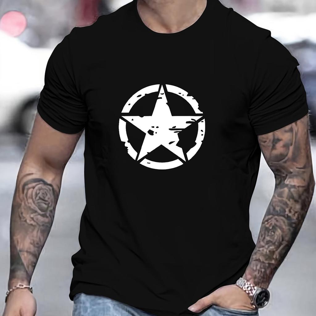 Summer Unisexs 100 Cotton Comfortable Casual Loose Oversized Star Logo Graphic Printed Sports Round Neck Short Sleeved Tshirt