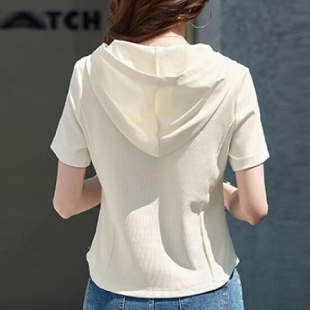 Navava Men Simple Casual Zip PoinT Hood ShorT Sleeve T shirT nT2382
