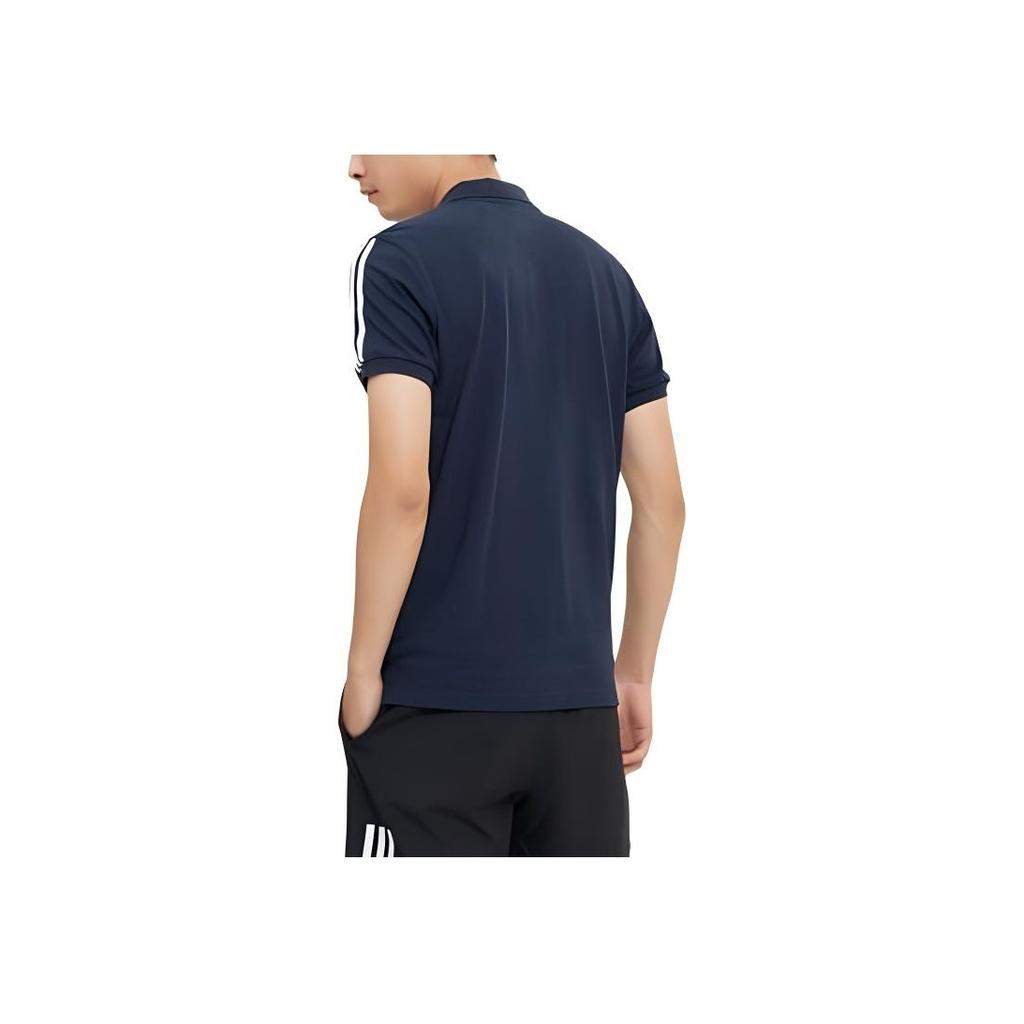 Adidas Solid Color Casual Short Sleeve Polo Shirt Men Tops Legend-Ink-Blue EJ0925