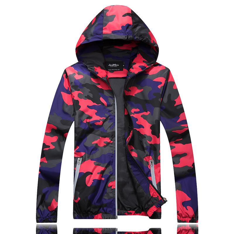Camouflage Jacket Men's Coat Large Size Trend Reflective Camouflage Trench Coat Spring and Autumn