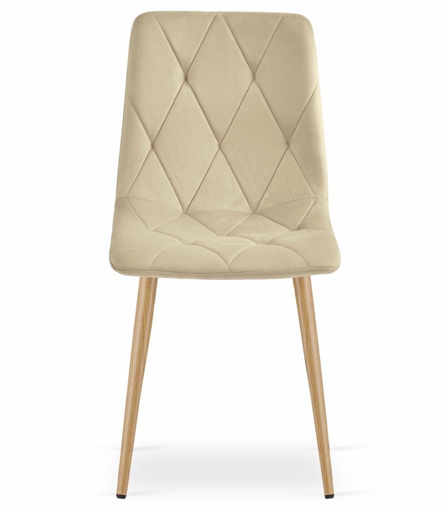 LIBRA chair - light beige velvet / wood-colored legs x 2