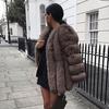 Winter Fashion Women Long Sleeve Outwear Fox Fur Warm Solid Color Thick Coat