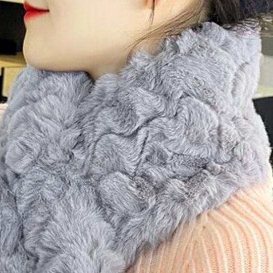 Winter Scarf Soft Imitation Rabbit Fur Solid Color Design Short Scarf Thickened Warm Plush Women Scarf Cold Weather Wear