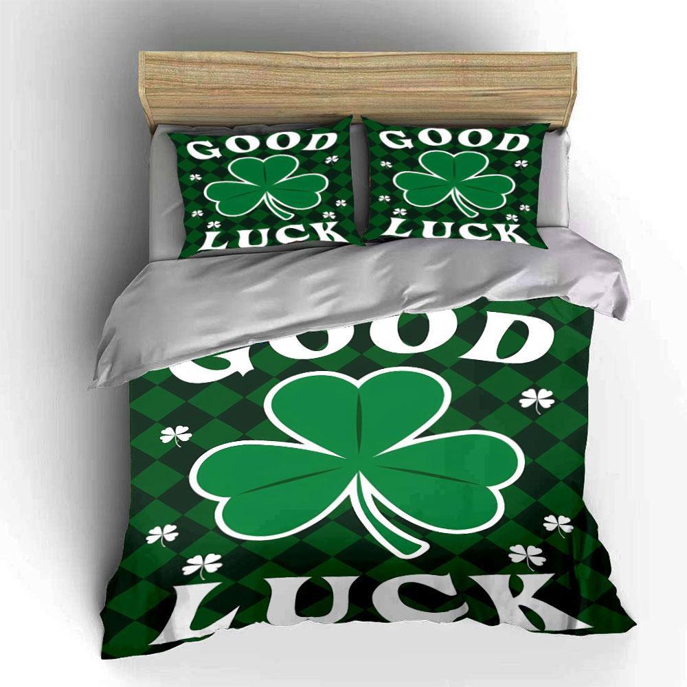 Green Shamrock Good Luck Set Bedding Duvet Cover Set Duvet Cover Pillowcases (1 * Duvet Cover 2 * Pillowcases, without duvet insert)