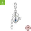 Exquisite Retro Perfume Bottle Diy Pendant Accessory, French Romantic Elegance S925 Sterling Silver Beaded