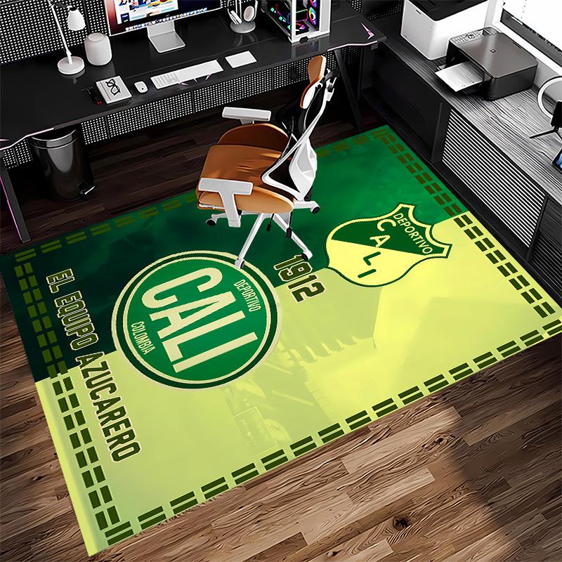Deportivo Cali LOGO Print Area Rug - Soft, Washable Non-Slip Indoor Mat for Office Chairs, Living Room, Home Office Decorative Rug