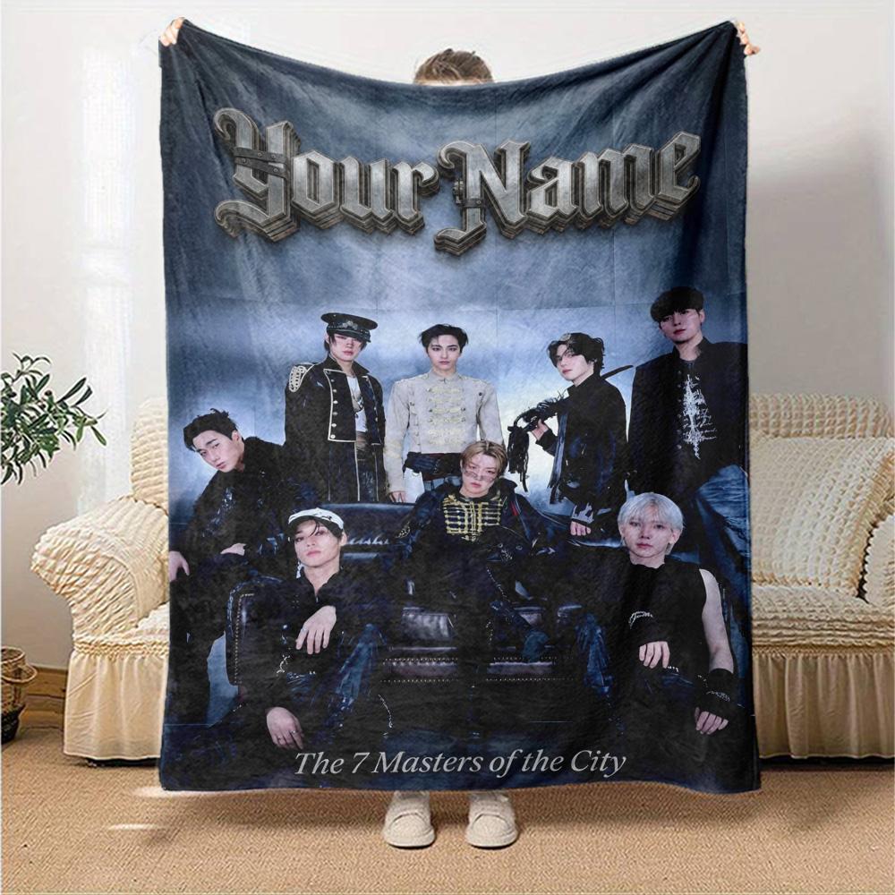 Name Custom Ateez Poster Print Flannel Blanket High Quality Warm Comfortable Cover for All Seasons Perfect for Gifts Home Decor
