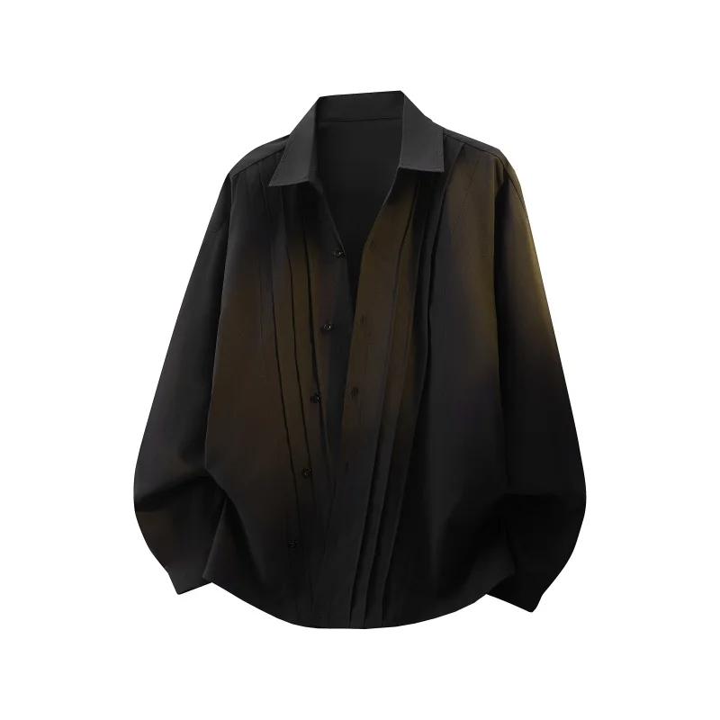 2026 Весна Лето Мужская Черно-Белая Рубашка Мужские Модные Дизайнерские Рубашки Мужская Повседневная Свободная Рубашка Мужская С Длинным Рукавом Корейская Рубашка