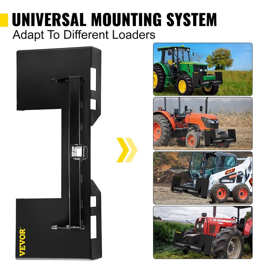 Universal Skid Steer Mount Plate 1/4" Thick Skid Steer Plate Attachment 3000LBS Weight Capacity Quick Attach Mount Plate Steel Adapter Loader Easy to