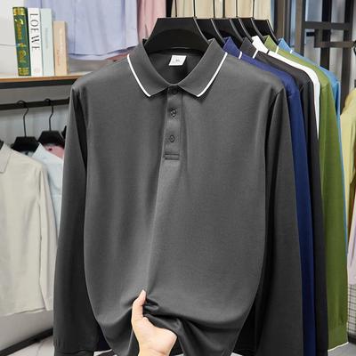 Новая мужская рубашка с длинным рукавом в стиле business casual, однотонная рубашка поло, модная, дышащая, удобная, универсальный топ