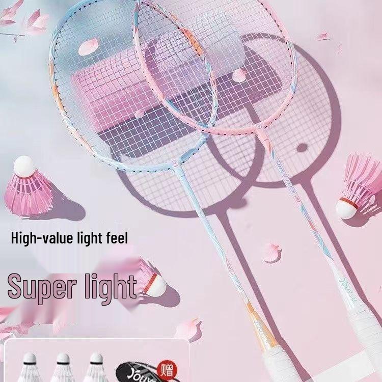 High Elasticity Adult Badminton Racket Set - Lightweight Beginner's Racket with Ball Bag for Mixed Play