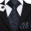 Hi-Tie Fashion Mens Wine-Red Paisley Necktie Hanky Cufflinks for Business Wedding