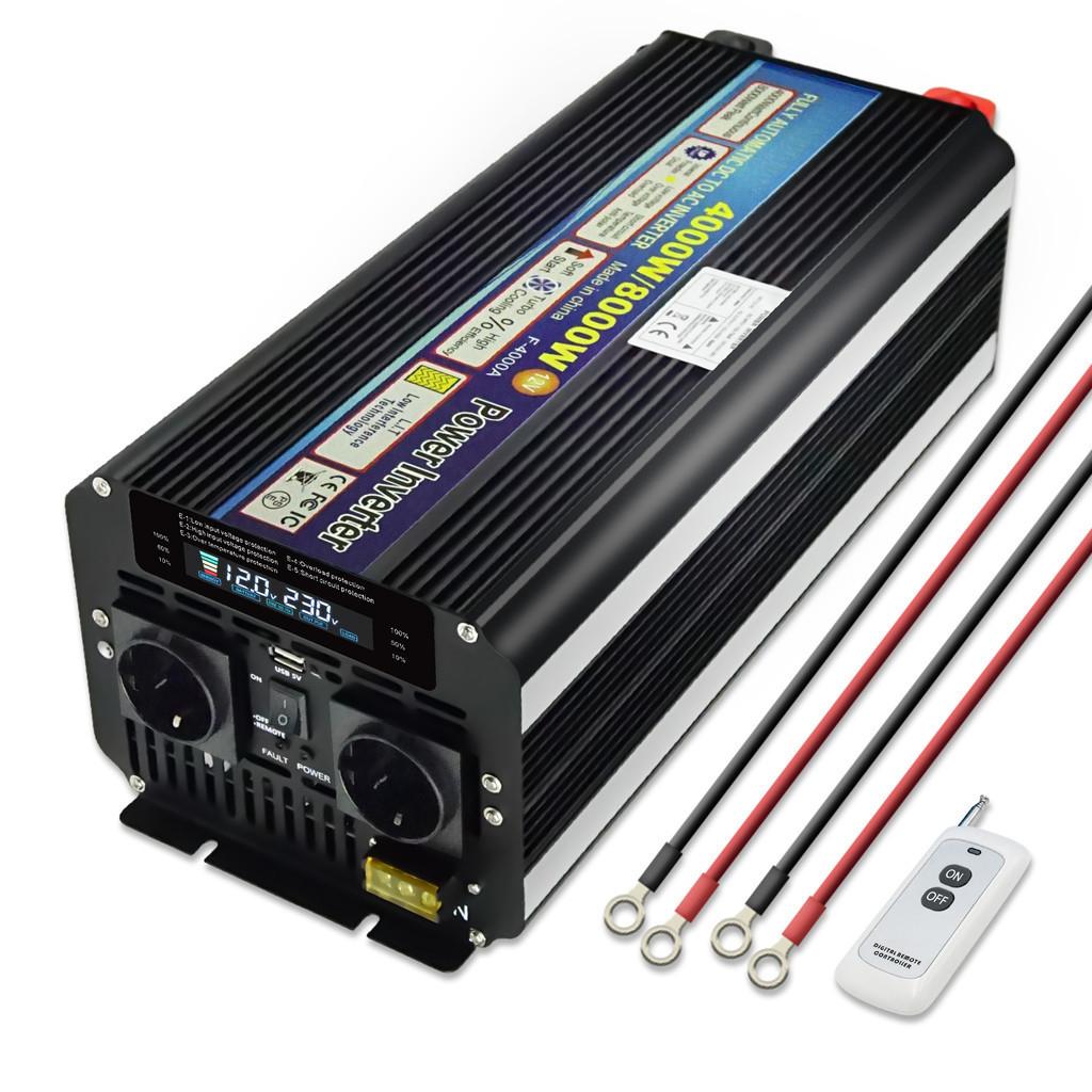 8000 Вт Солнечная Энергия Синусоидальный Преобразователь Путешествия на Открытом Воздухе ЖК-Дисплей Аккумулятор Инвертор Высокая Мощность Автомобильный Инвертор