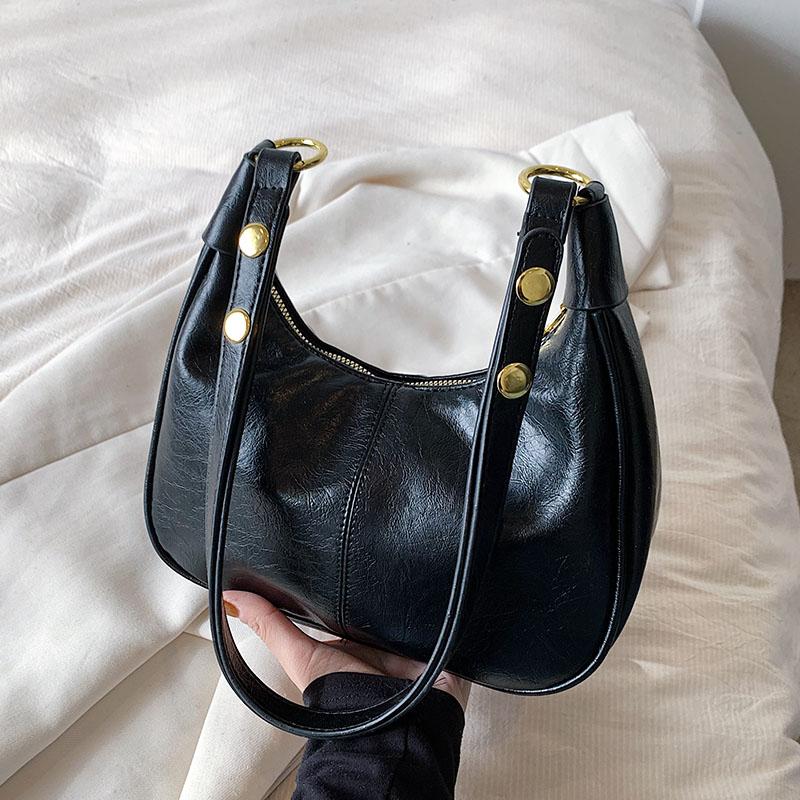 1 шт. однотонная сумка через плечо для женщин, универсальная сумка через плечо, модная сумка через подмышку, в которую можно положить мобильный телефон