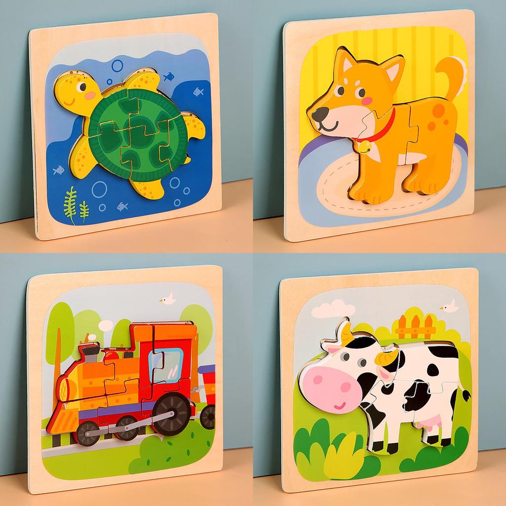 Montessori Wooden Animal Puzzle With Interlocking Pieces For Kids Learning And Development