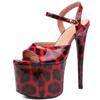 Сексуальные леопардовые сандалии Женская летняя обувь 2025 Роскошные платформы Высокие каблуки Модные красные разноцветные Туфли для вечеринок танцев стриптиза Леди