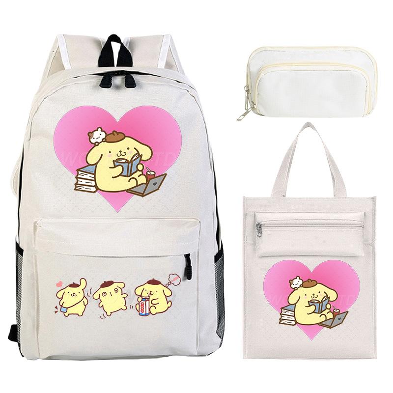 Pudding Dog Cartoon Children'S Schoolbag Three-Piece Set For Primary And Secondary School Students Versatile Backpack Tutoring Bag Pencil Case
