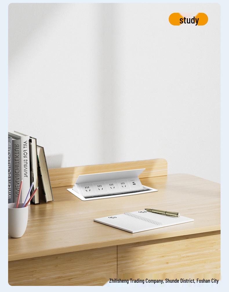 Embedded Flip-up Desktop Socket with USB Power and Cable Management