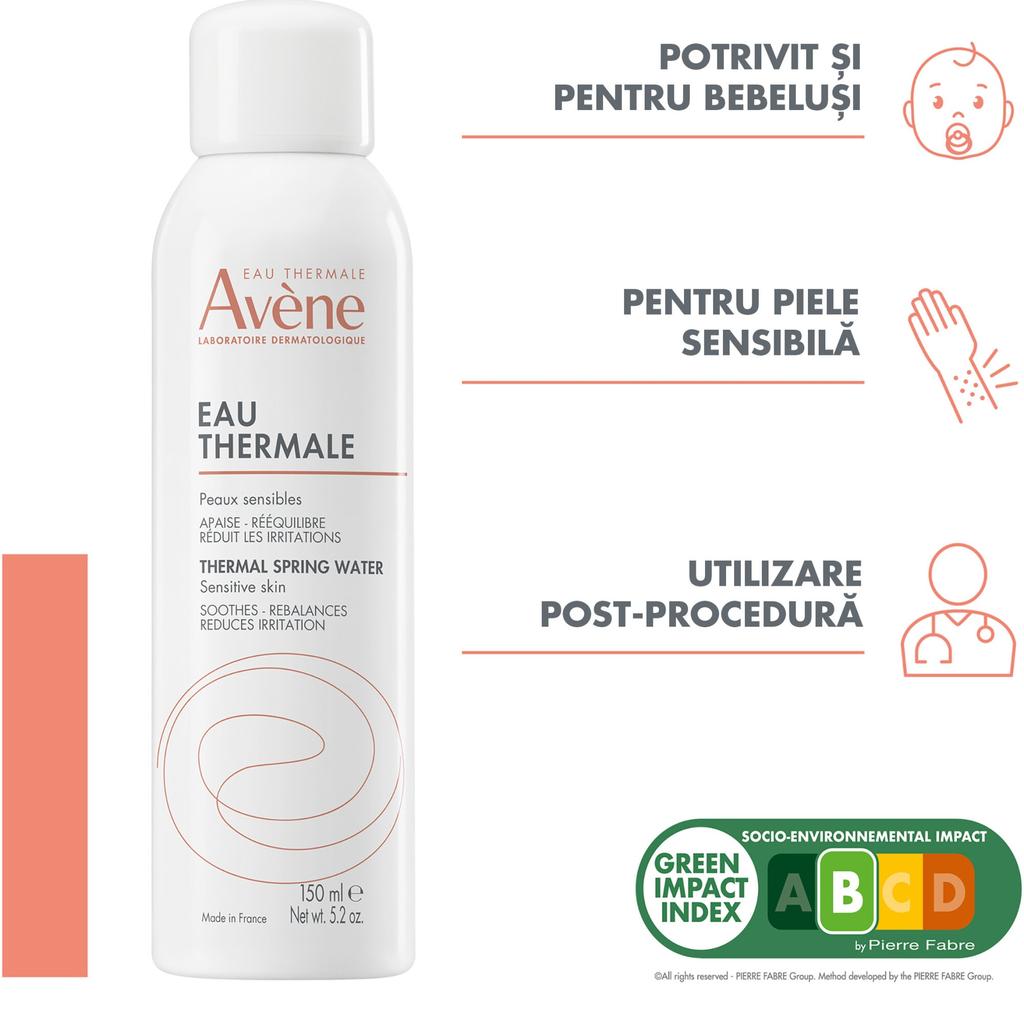 Avene Thermal Spring Water Spray for Sensitive Skin, Soothing & Hydrating Facial Mist, 150ml