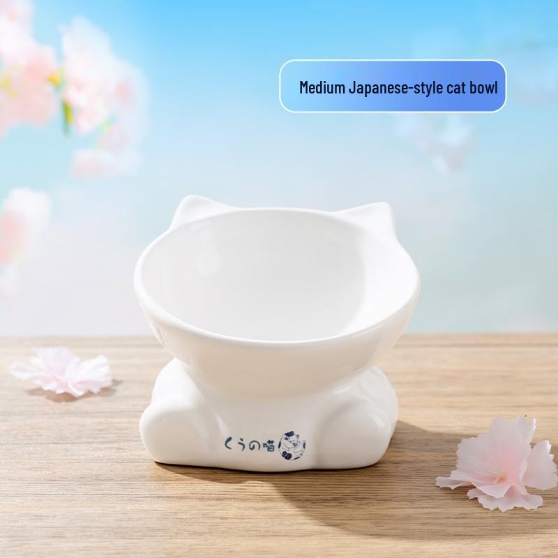 Миска для питомца из керамики 'Милый румяный медвежонок' - Наклонная миска большого диаметра для кошек и собак