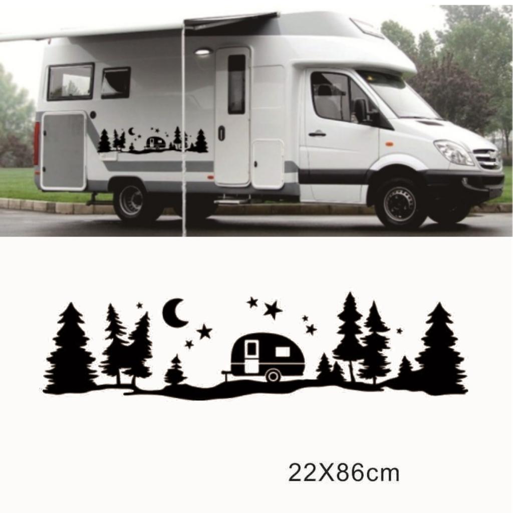 Для Кемпинга Автодом Звездный Лес Гора Наклейка на Стену Автомобиля Путешествия Кемпер Звезда Луна Дерево Автодом Виниловая Наклейка Домашний Декор