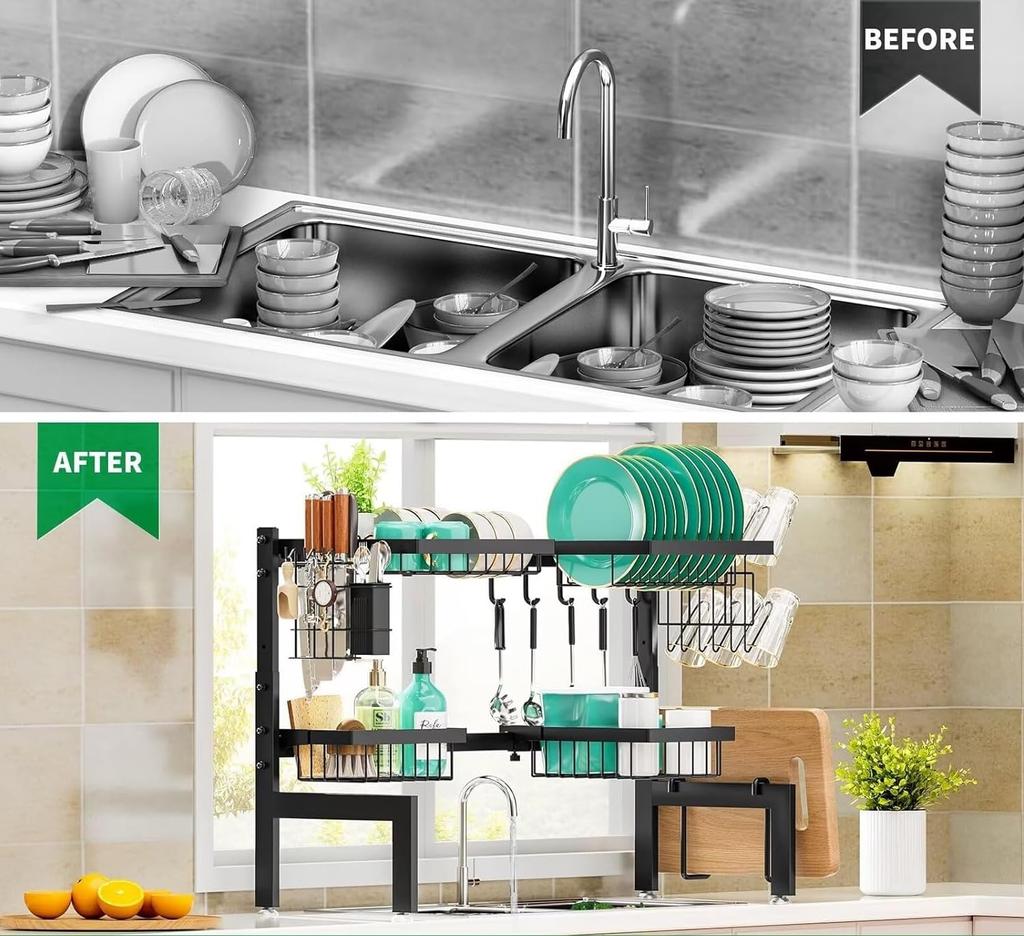 SVOHZAV Extendable Over-the-Sink Dish Drying Rack 66-85cm Direct from Japan