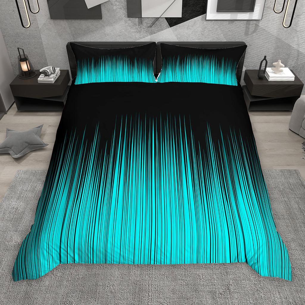 Comforter Homewish Gradient Lines 2Pcs/3Pcs Neon Red Gray Cyan Bedding Set Black Green Blue Pink Comforter Set