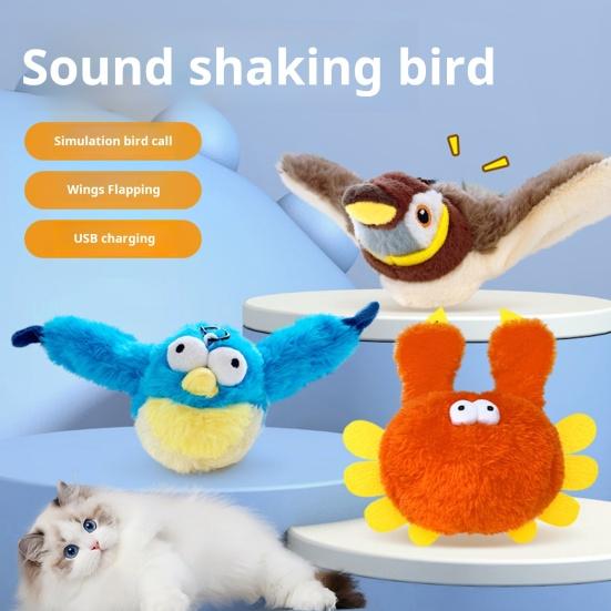 1 шт/2 шт интерактивная щебечущая игрушка для кошек-птиц электрическая симуляция плюшевые животные сенсорная активация