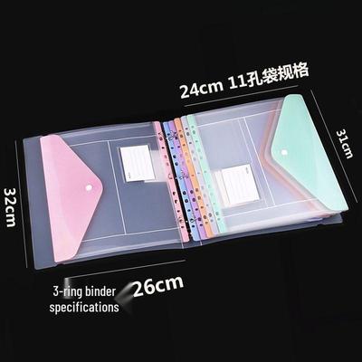 Прозрачный карман для файлов на 11 отверстий в корейском стиле для студенческих экзаменов, офисных документов и архивов осмотров при беременности.