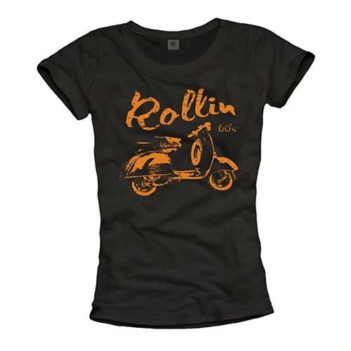 LADIES T SHIRT VINTAGE SCOOTER SCOOTER (50/80) COOL BLACK Gift RETRO-