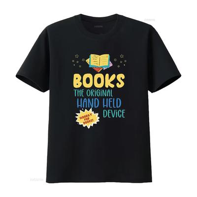 Книги Оригинальное ручное устройство Библиотекарь Читать Учитель Футболка с коротким рукавом винтажная Стирка дизайнерская одежда Унисекс