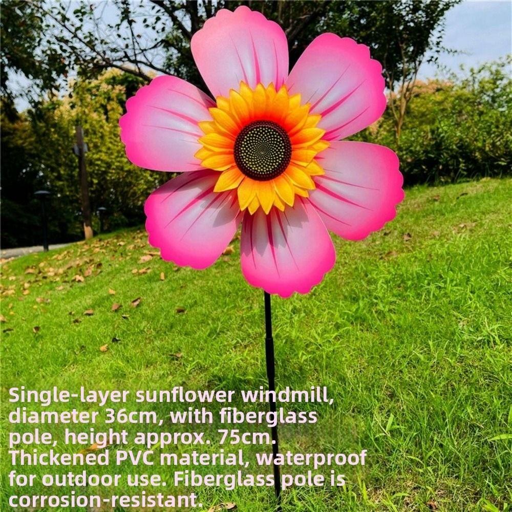 PVC Rotating Sunflower Multistyles Stake Standing Lawn Flower Pinwheel Outdoor Party Picnic Decor