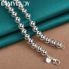 925 Sterling Silver 8mm Bead Chain 18 Inch Necklace For Women Wedding Party Fashion Charm Jewelry