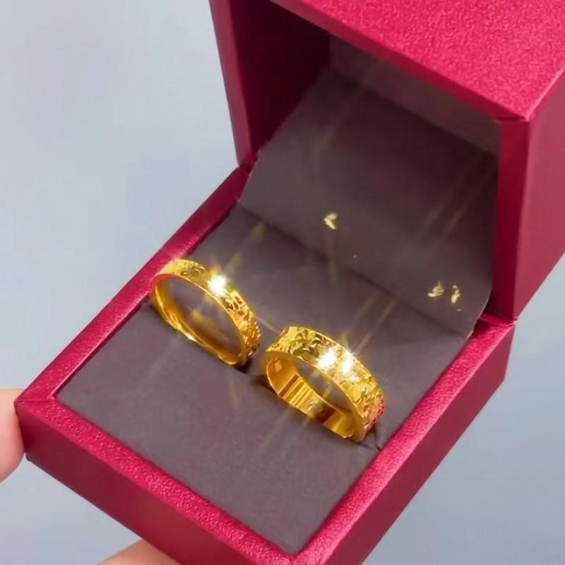Geometric Style Gold Plated Copper Ring Couples Unisex Fashion Jewelry