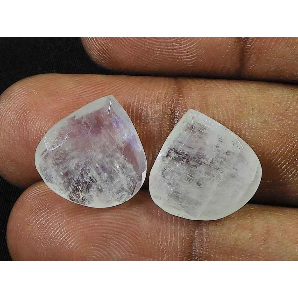 15X15ММ Натуральный Радужный Лунный Камень Груша Двусторонняя Огранка Драгоценный Камень Лот 2 Шт. RML-882