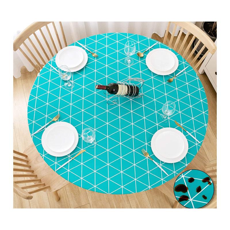 Круглая скатерть из ПВХ, водонепроницаемая, утолщенная, прозрачная, с принтом, деревянная, маслостойкая, пластиковая скатерть на флисовой подкладке, эластичная