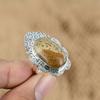Natural Picture Jasper Gemstone 925 Silver Promise Adjustable Ring For Women