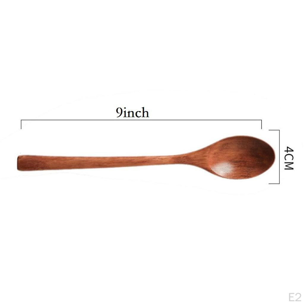 6Pcs Wooden Spoon Kitchen Spices Eating Spoons Set