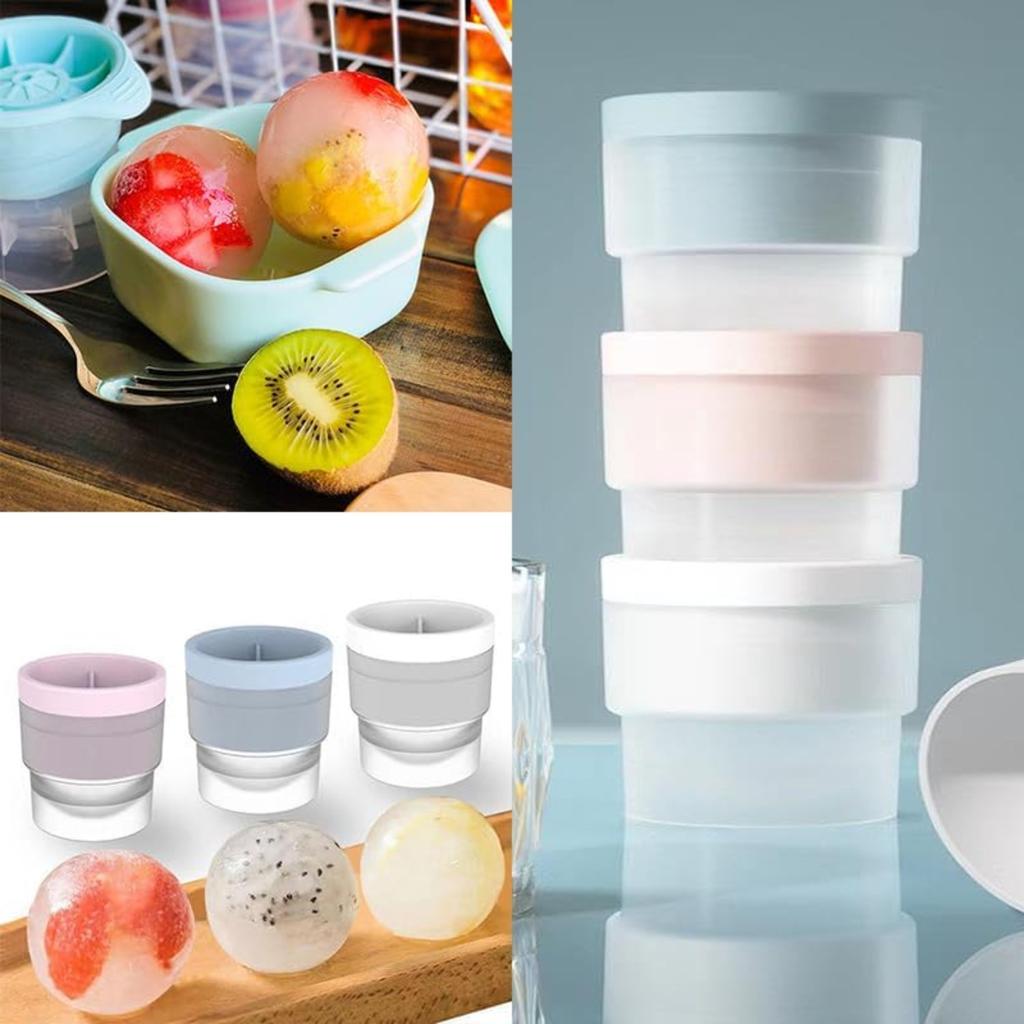 Chiclify Ice Ball Round Ice Cube Mold Easy-Release Sphere Ice Maker Silicone Ice Cube Molds Reusable Round Ice Cube Mold for Jelly Milk Juice